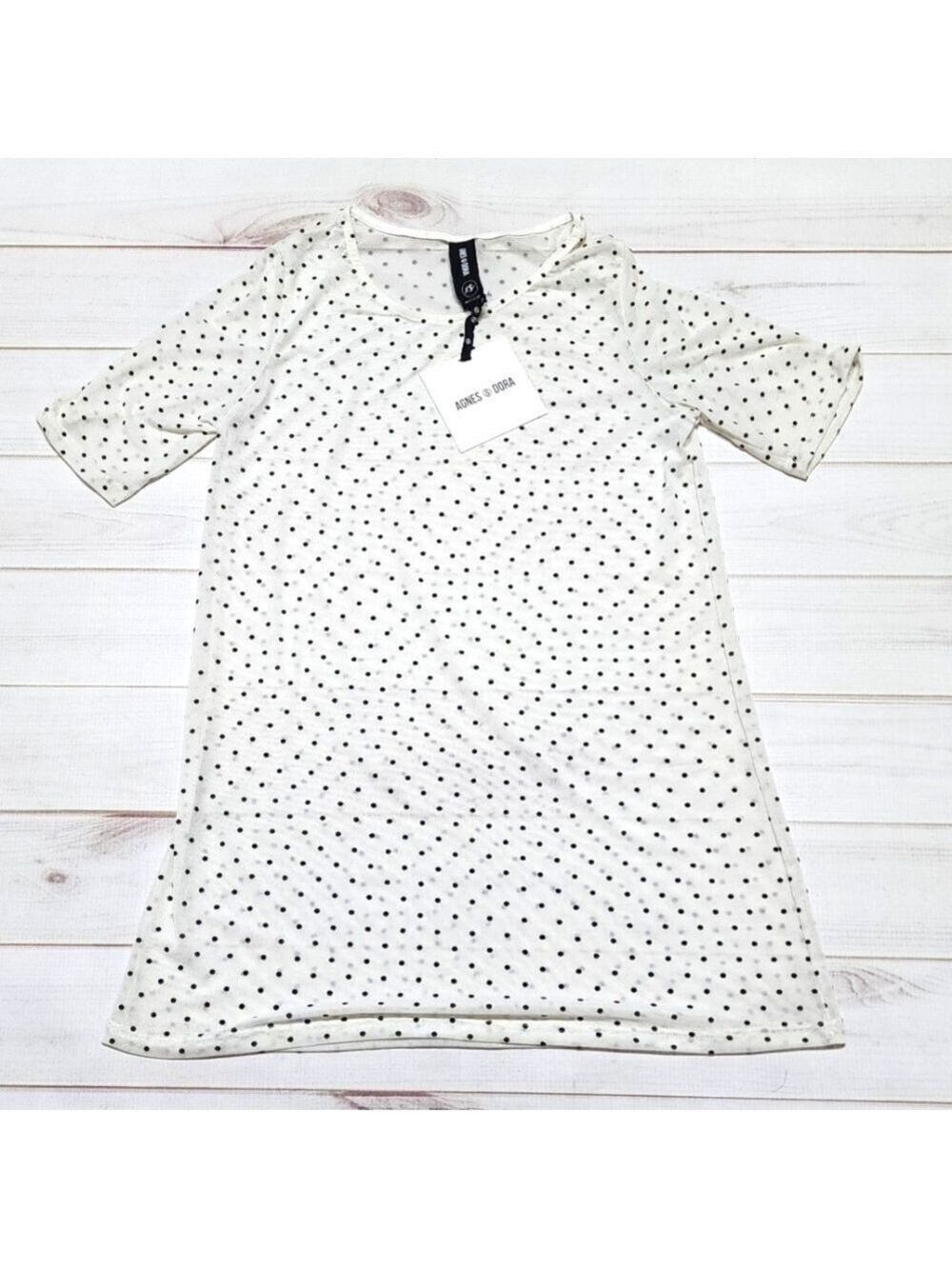 Agnes & Dora Sheer Polka Dot Mesh Fitted Tee XS - New With Tags